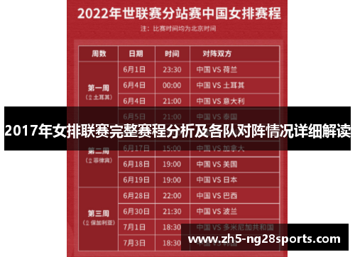 2017年女排联赛完整赛程分析及各队对阵情况详细解读